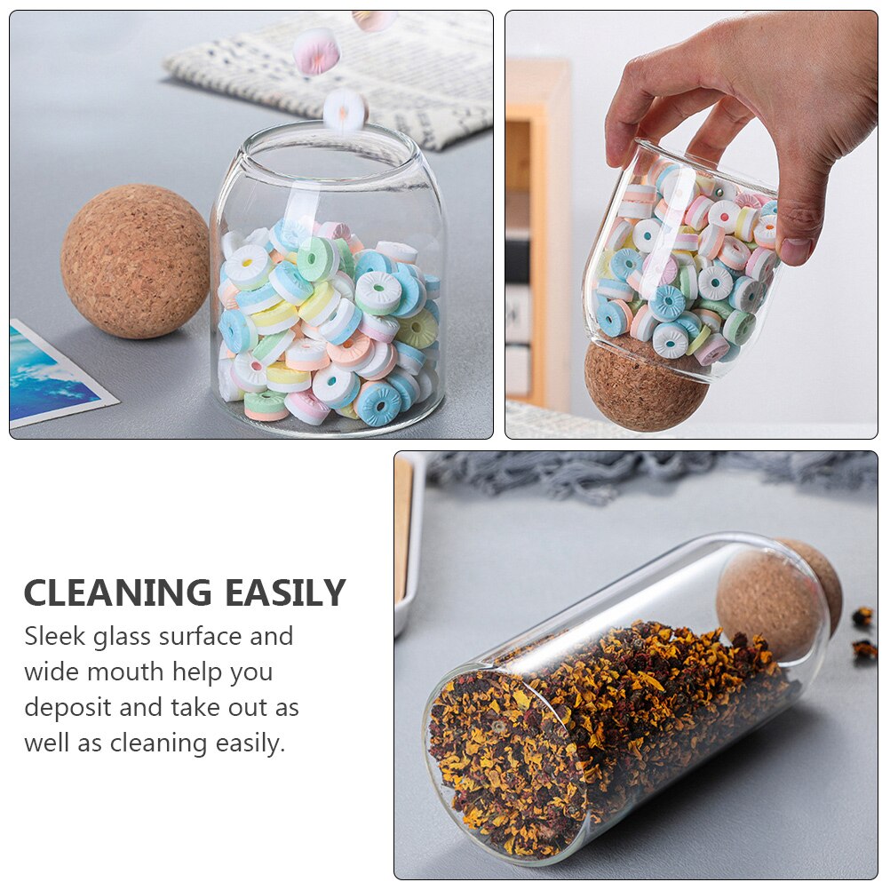 4pcs Glass Storage Jars Kitchen Food Storage Bottle Sealed Containers With Cork Kitchen Accessories