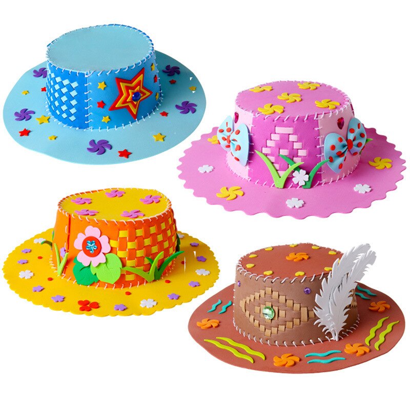Creativo Fai da Te Non Tessuto di Carta Tessitura Cappello di Fiore Star Modello di Scuola Materna di Arte per Bambini Artigianato Giocattoli per I Bambini Decorazione Del Partito regalo: All 4 Color