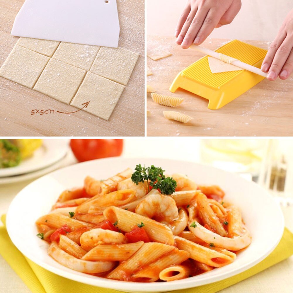 ZLCA Plastic Pasta Machine Macaroni Board Spaghetti Pasta Gnocchi Maker Cutter Rolling Pin Kitchen Tool Baby Food Molds