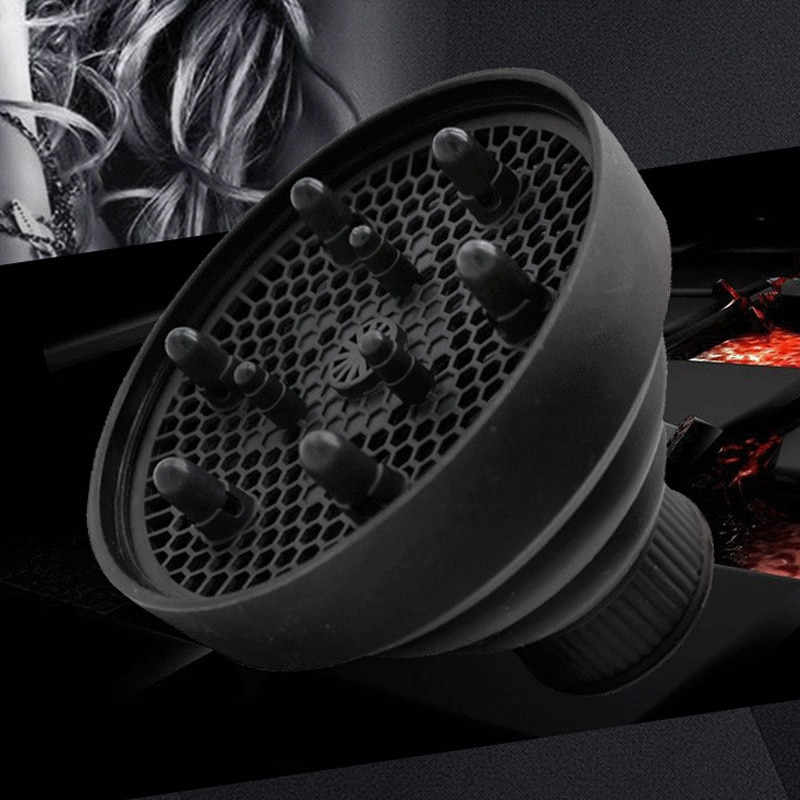 Lightweight Foldable Silicone Hair Dryer Diffuser for Hair Salon Curly Styling JAN88: Black