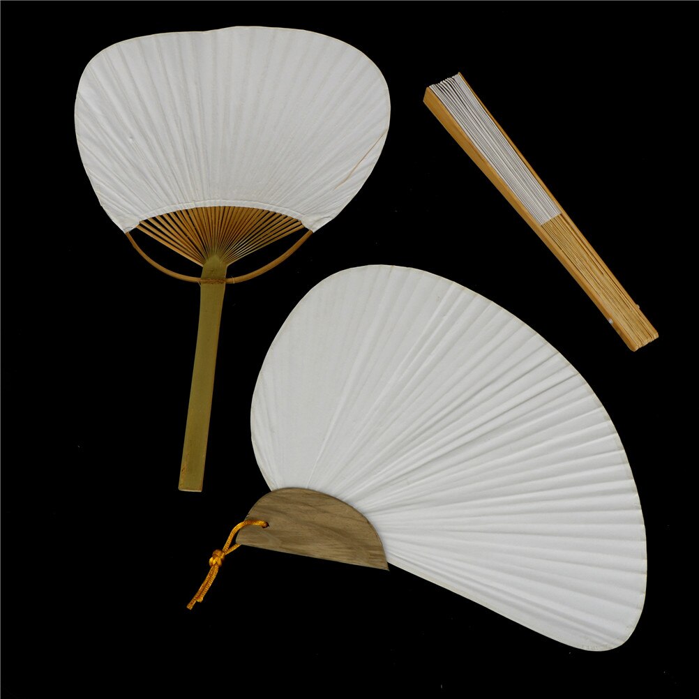 1/2pcs White Folding Paper Plain White Hand Fan Painted Handmade Wedding Party Favors Photo Props