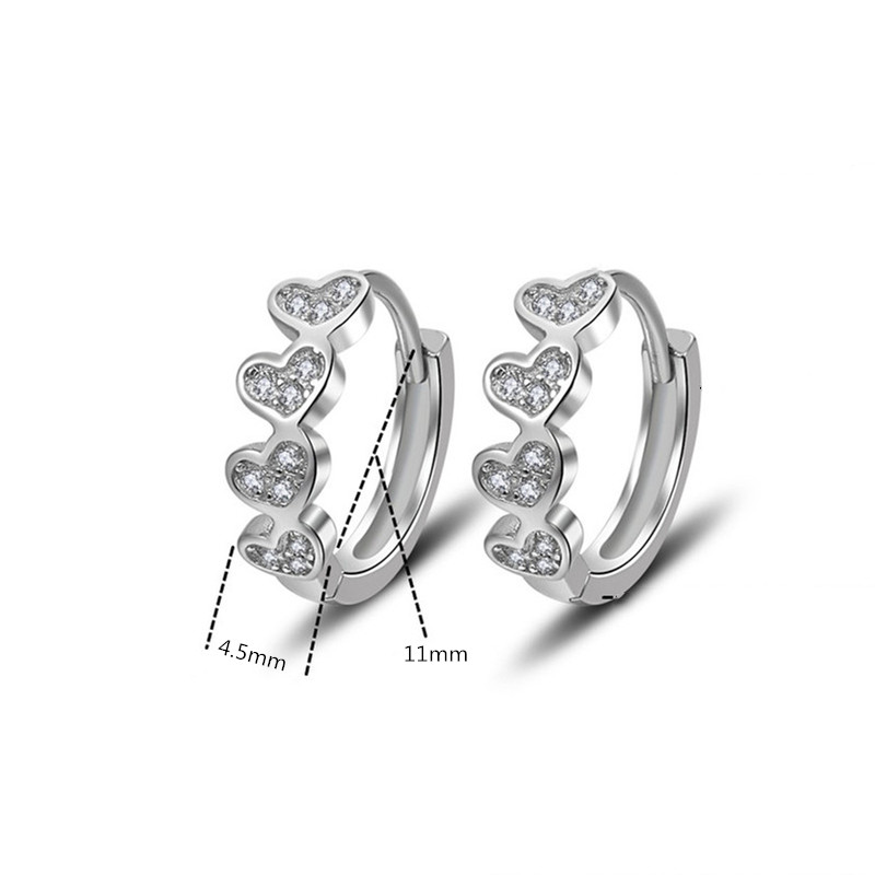 Brillante zircone cuore Design orecchini a cerchio gioielli femminili fascino argento 925 accessori per orecchini da donna regalo di compleanno per ragazze principessa