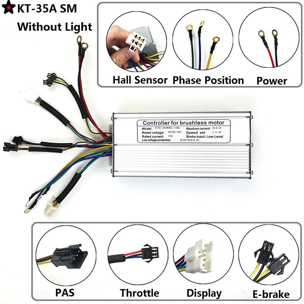 Een Dag Kt Controller 36V/48V 30A/35A Elektrische Fiets Controller Voor Ebike 1000W 1500W hub Motor Wiel