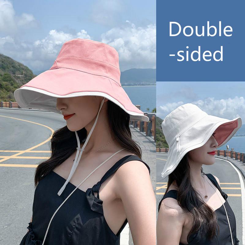 Emmer Hoed Vrouwen Anti-Uv Brede Rand Katoen Zon Hoeden Voor Vrouwen Zomer Panama Opvouwbare Grote Rand Koreaanse Strand Zon hoed: pink