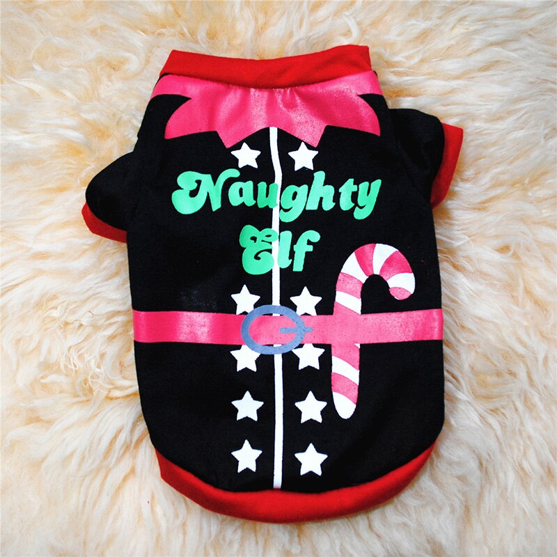 Ropa de Navidad para perros, ropa de algodón suave para mascotas, para perros pequeños, medianos, chaleco, camisa, disfraz para mascotas, ropa cálida para cachorros: Black / S