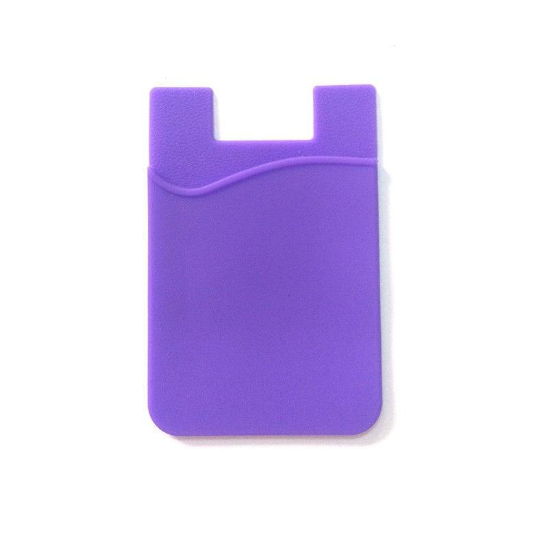 Supporto di Carta Della Cassa del silicone Bastone Elastico Adesivo Donne Degli Uomini di Tasca di Carta Del Telefono mobile Tasca Posteriore Universale Contanti ID: viola