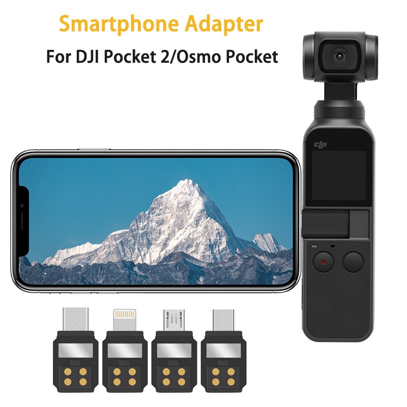 Adaptador de teléfono inteligente para DJI Pocket 2/Osmo Pocket, IOS, Lightning, Micro USB-C, Android, piezas estándar de cardán de datos inversos