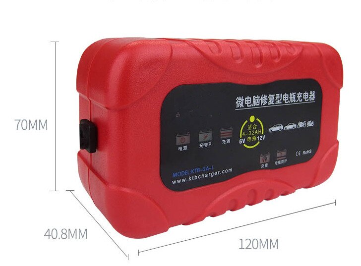 Cargador de batería inteligente para motocicleta, dispositivo de carga inteligente de 12V y 2A