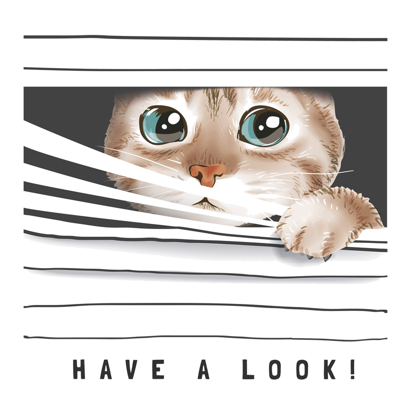 Tre rater kat wallsticker sød killing til børneværelse dekoration hjem gør-det-selv tilbud toiletklistermærker kat sjove bilklistermærker: C263 / Højde 8cm