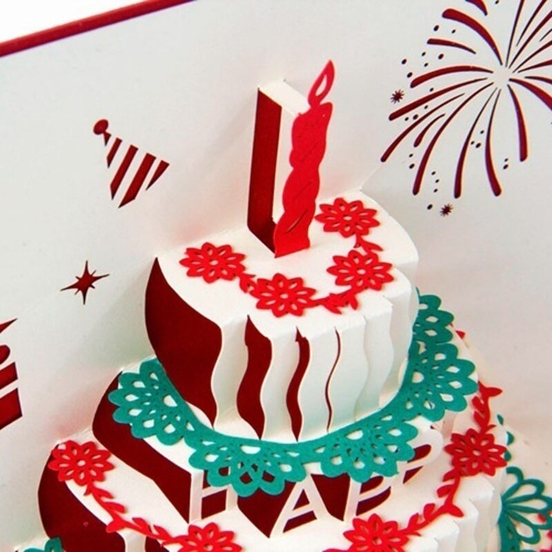 3D Cake Birthday Cards Greeting Card And Envelope For Best Wishes Of Birthday Greeting Card DIY handmade