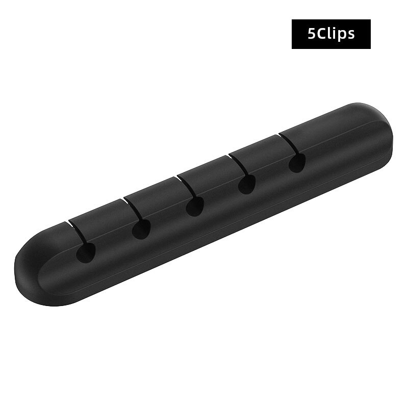 Silicone Cable Organizer USB Cable Holder Flexible Cable Winder Management cable Clips Holder For Mouse Keyboard Earphone Desk: 5Clips-1Piece