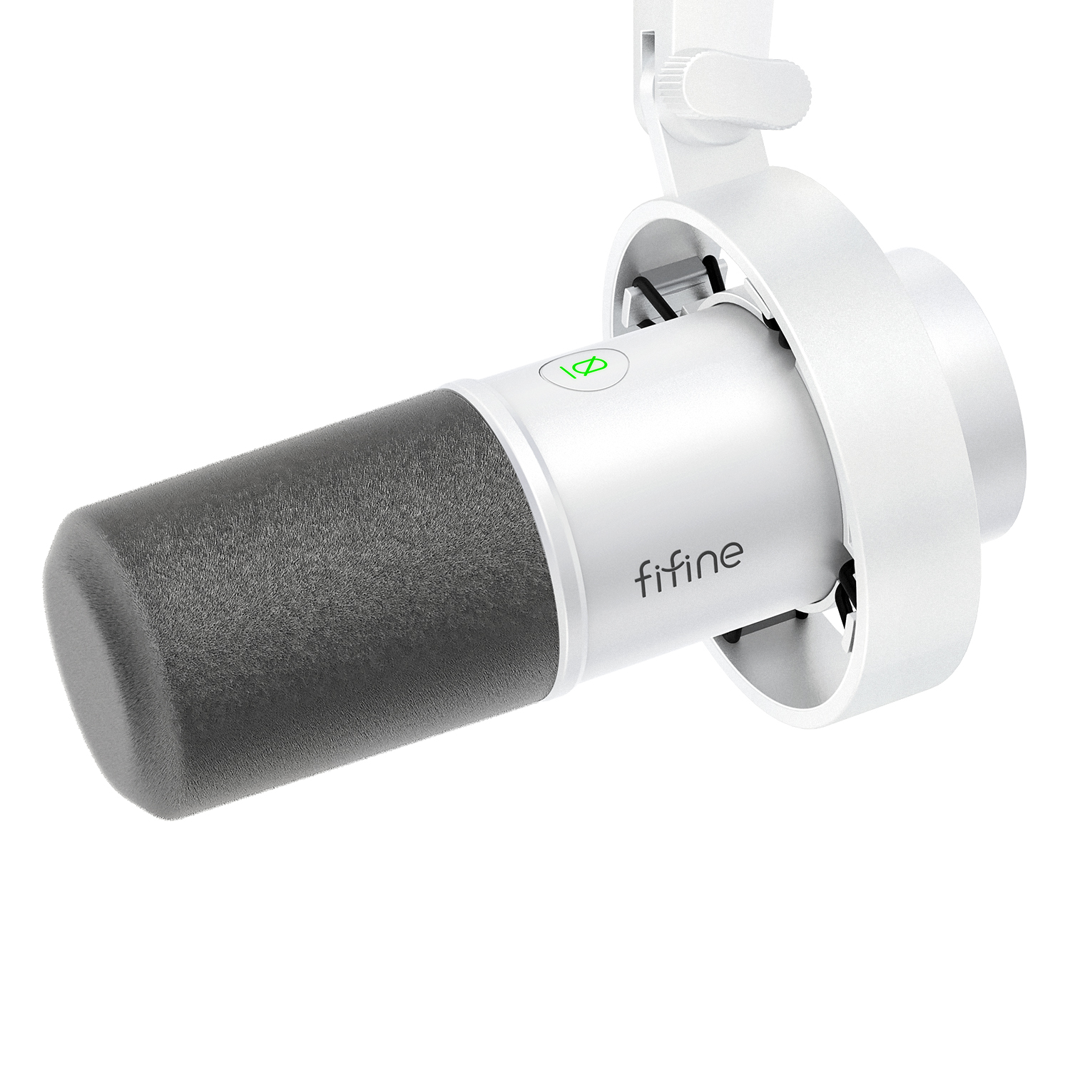 Mikrofon dynamiczny FIFINE USB/XLR z mocowaniem amortyzującym, wyciszeniem dotykowym, gniazdem słuchawkowym i regulacją głośności, do komputera lub nagrywania kart dźwiękowych -K688: WHITE