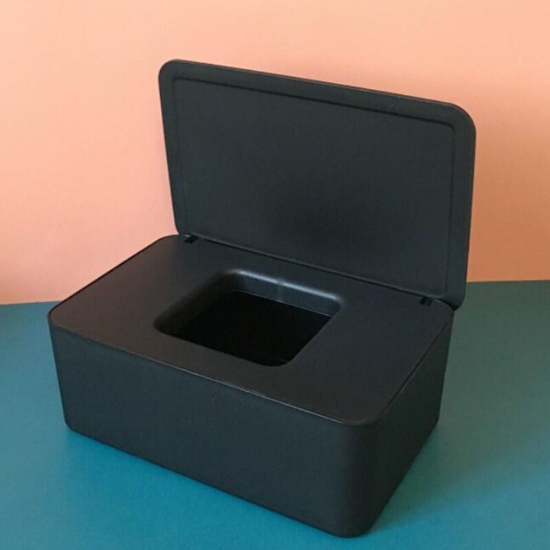 Natte Doekjes Dispenser Houder Met Stofdichte Cover Tissue Opbergdoos Voor Home Office Desktop Opslag Tissue Doos Masker Opbergdoos: black