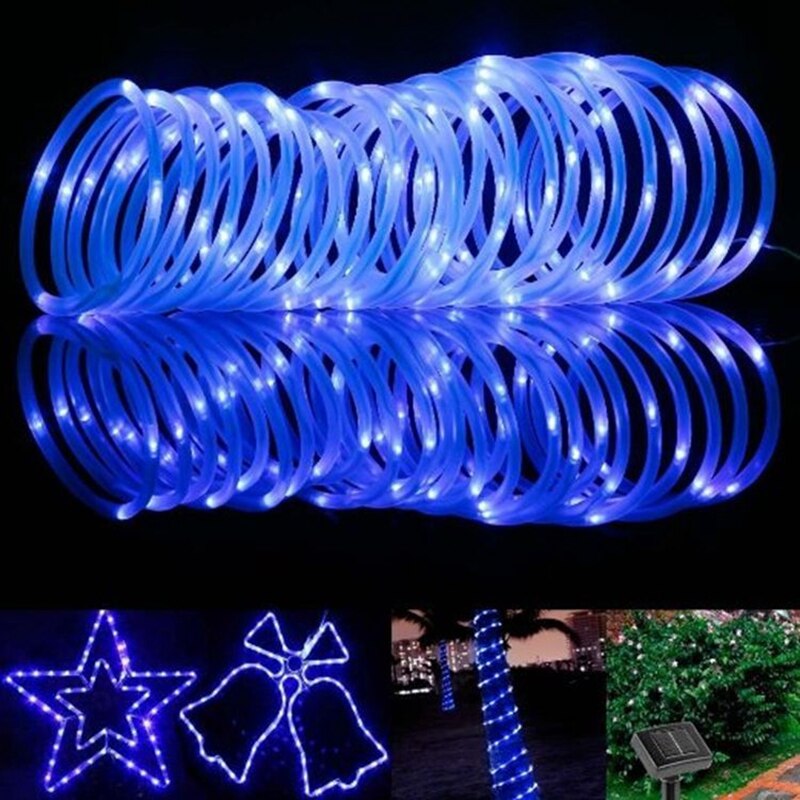 12m x 100 leds tuinverlichting op zonne-energie, touw, buisverlichting, led-lichtsnoer, buitenterras, kerstboom, bruiloft, feestdecoratie