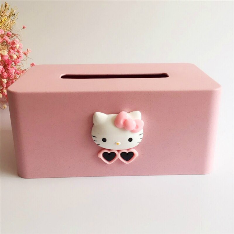 Wheat Straw pink kitty Tissue Box Paper Toilet Box Tissue Roll Paper Wooden Tissue Box Home Car Organizer Decoration Tools