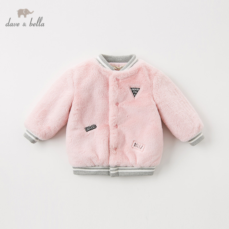 Db11554 dave bella casaco infantil de letras, para meninas, bebês, jaqueta acolchoada, de alta qualidade, casaco acolchoado, outerwear