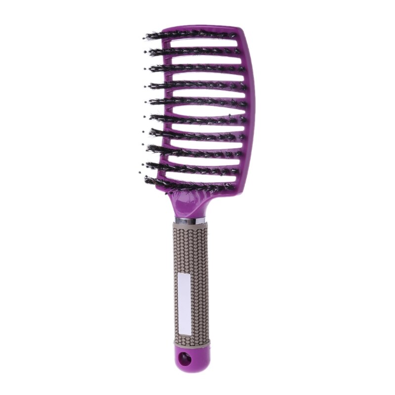 Salon Bristle &amp; Nylon Hairbrush Scalp Massage Comb Wet Hair Brush Wet Curly Hair Brush Hairdressing Styling Tools: Purple