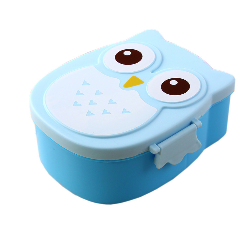 Tegneserie babymad retter ugle bærbar boks børn bento container frugt snack opbevaring kasser udendørs rejse sikkerhed  t2159