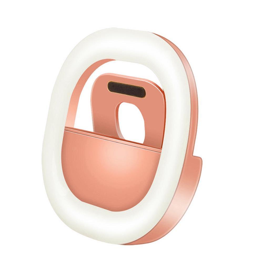 1PC Mini LED Ring Light Clip On Mobile Phone Fill Light Self Timer Square Miniature Mobile Phone LED Lamp Selfie Ring Light: pink