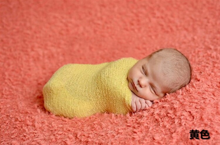 Stretch tricot maille Costume enveloppement -né photographie accessoires outils accessoire bébé enfants enveloppes emmailloter Photo vêtements: YELLOW