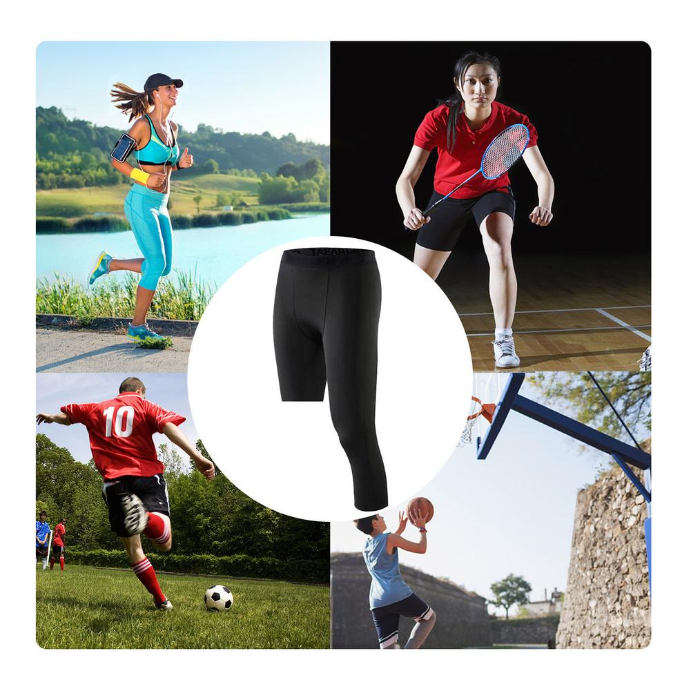 Mens Basketball Tights 3/4 Men's Compression Pants Tights Leggings Mens Tight Athletic Pants Moisture Wicking Technology Perspir