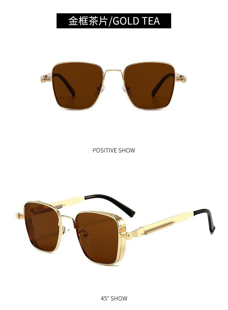 2025 Polarisierte Sonnenbrille für Herren, hochwertig, hübsch, zum Fahren, speziell, Anti-UV, hochwertige Metall-Punk-Modetrends-Sonnenbrille: Brown