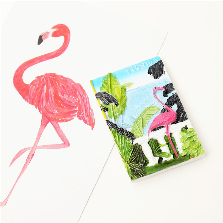 Lovely The Statue of Liberty Fridge Magnets Tourist Travel Souvenir 3D Resin Fridge Magnet Home Kitchen Decor: Flamingo