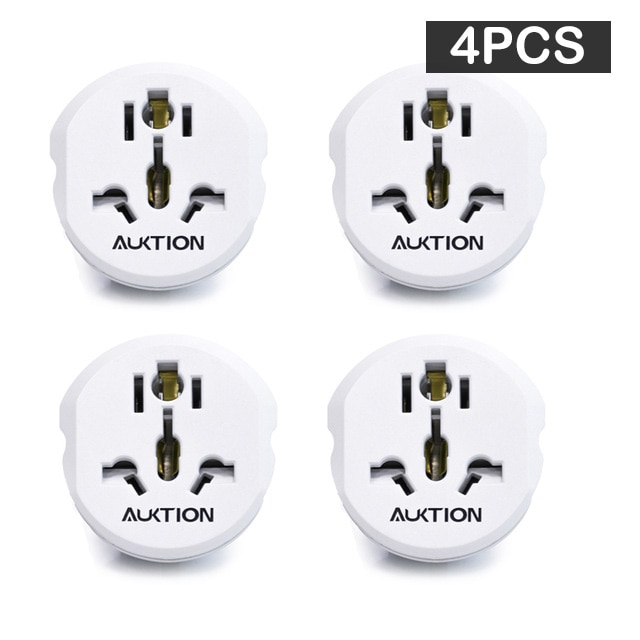Auktion eu adapter 16a elektriske stik us uk au til eu stik universal strømskinne stik konverter euro  ac 220v til hjemrejse: 4 stk hvid