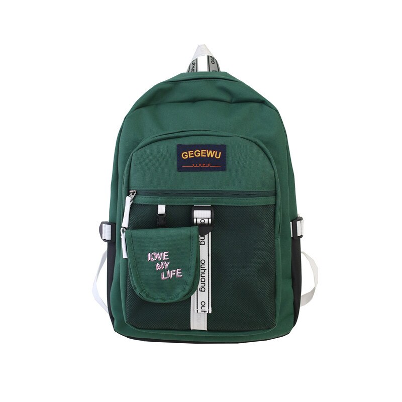 Junior High School bags Backpack Girls Boys Teenage Personality Street Large bag school Women Bookbags Student Bagpack Campus: green