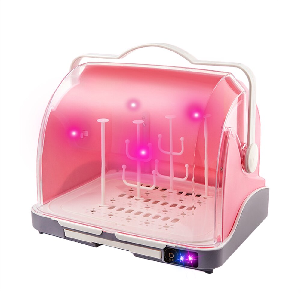 Desinfectante de botellas de bebé, caja de desinfección de biberones, esterilizador de vapor con función de secado para limpieza de botellas: Pink