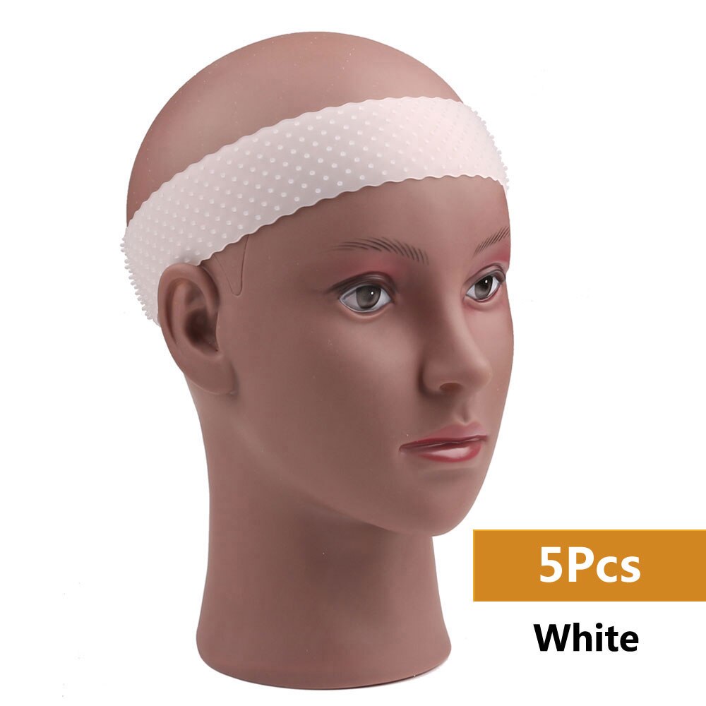 Transparent Silikon Stirnband Non Slip Elastische Weiche Perücke Grip Band Einstellbar Frauen Haar Band für Fix Perücken Silikon Band: 5pc White