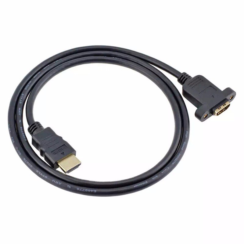 HDMI A 1.4 19pin male to hdmi A type Female extension cable with Screw Hole Can Lock Panel Mount Cable 30cm 60cm 100cm 150cm