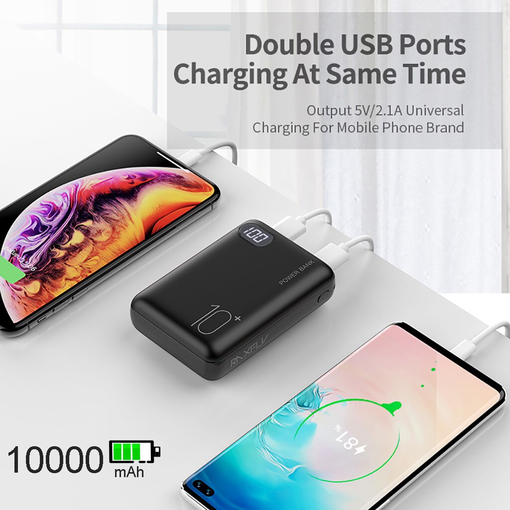 Power Bank 2 USB 10000mAh Electronic Portable Charging Poverbank Mobile Phone External Battery Charger Instant Heating 818