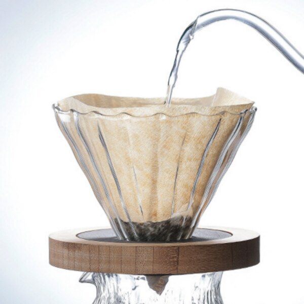 Seluna  v60 häll över glaspanna 600ml sortiment kaffeserver kruka filter karaff dropp kaffekanna tekanna bryggeri barista percolator: Trähållare fliter b