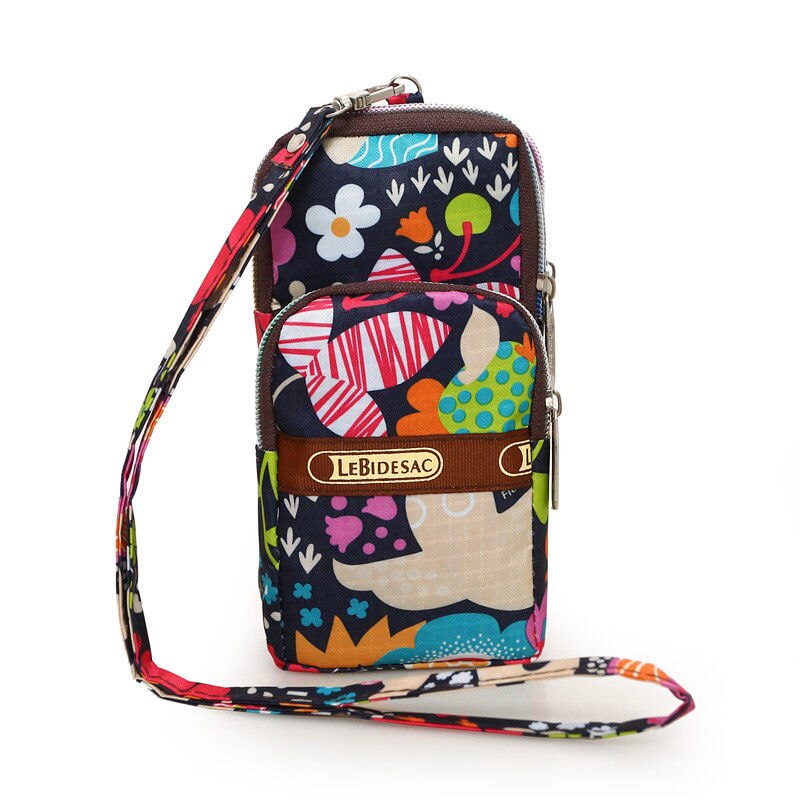 Dames nylon sport arm tas telefoon messenger polsbandje handtas portemonnee portemonnee bloem luipaard munt mobiele telefoonhoesje mobiele telefoonhoesje: 7