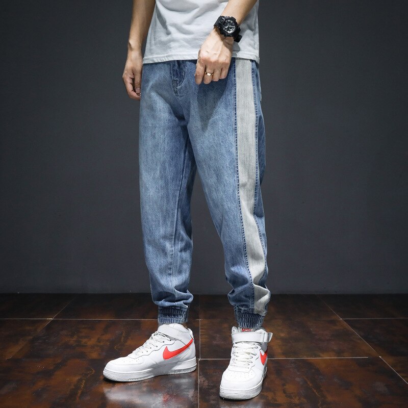 Streetwear mænd jeans stor størrelse m -7xl print denim cargo bukser slap bund joggerbukser hip hop jeans mænd: 7xl