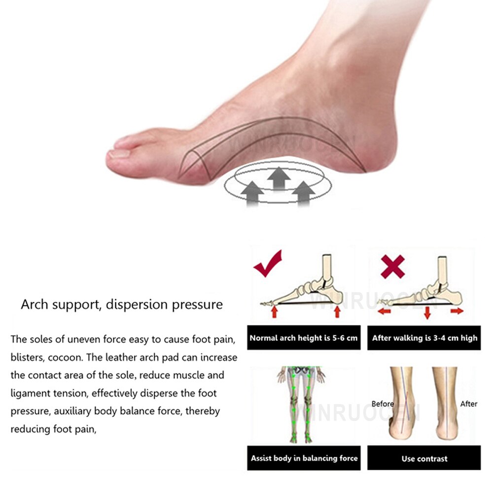 Leather Orthopedic Insoles Health Sole Pad for Arch Support flat foot ...