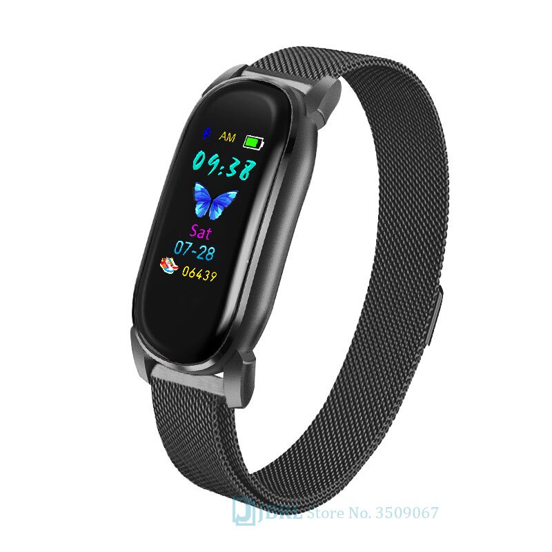 Temperatura Intelligente Banda Delle Donne Degli Uomini Braccialetto Intelligente Inseguitore di Fitness Per Android IOS Smartband Top di Lusso Intelligente Wristband della Fascia di Polso: steel black