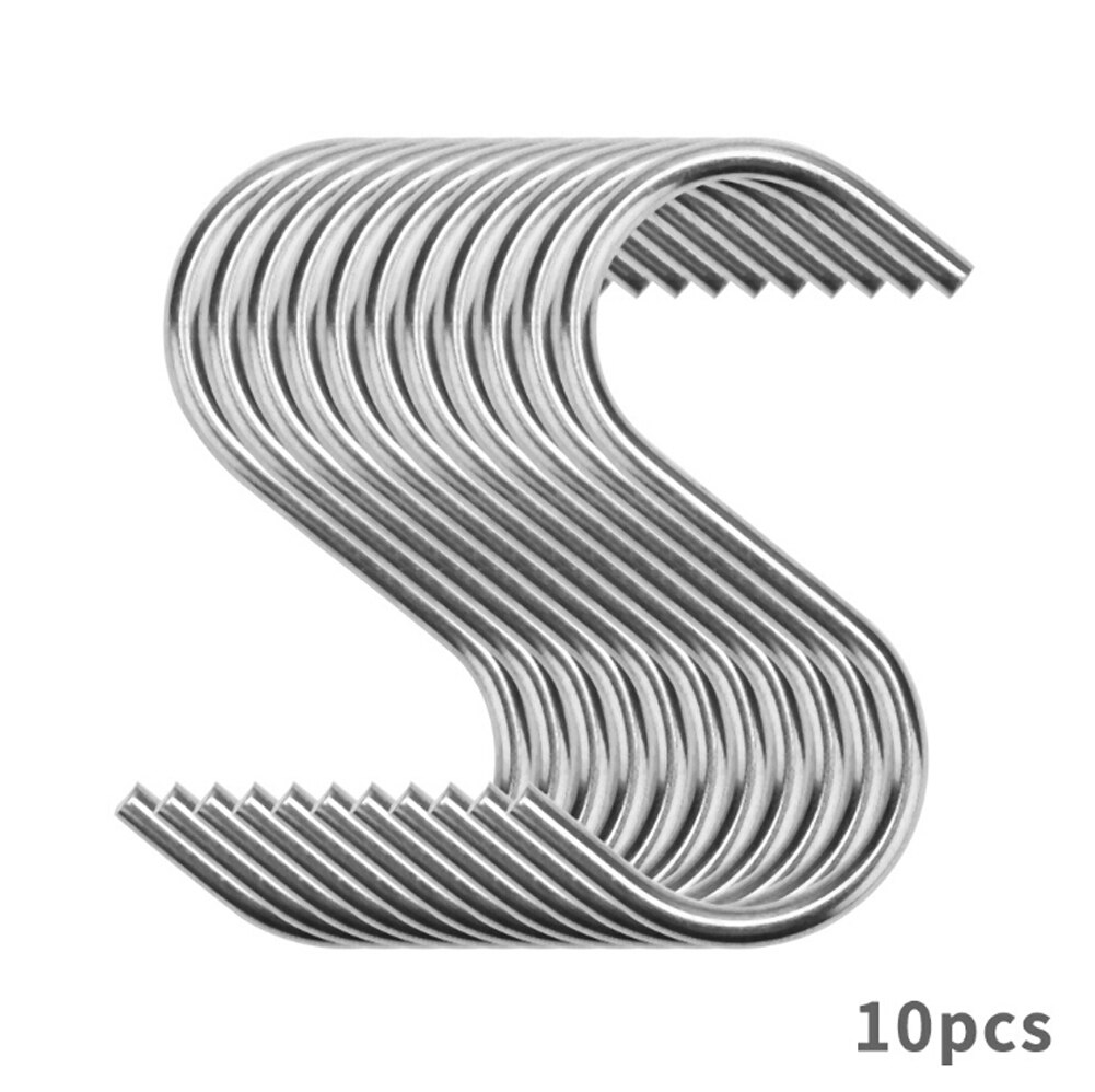 10 stuks s-vormige haken van roestvrij staal, zware kwaliteit ijzerdraad, sluiting voor gereedschap, keukengerei, kledingrek voor de deur, keuken en thuis