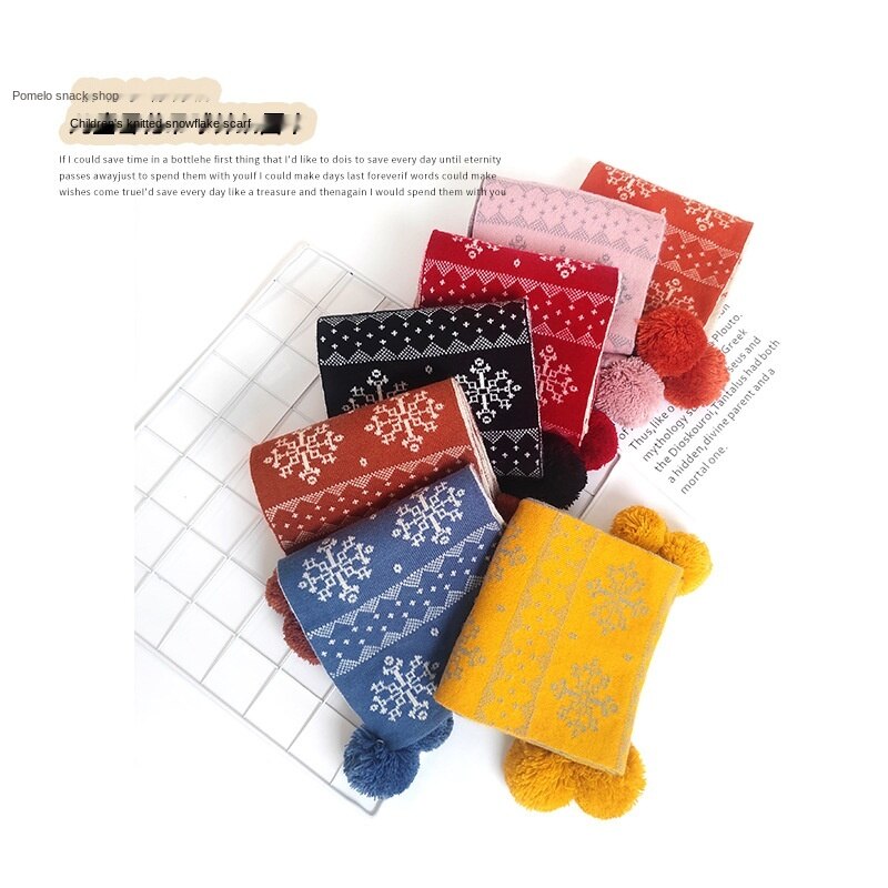 Écharpes d'hiver en laine et cachemire pour enfants, motif flocon de neige, chaudes, pour garçons et filles