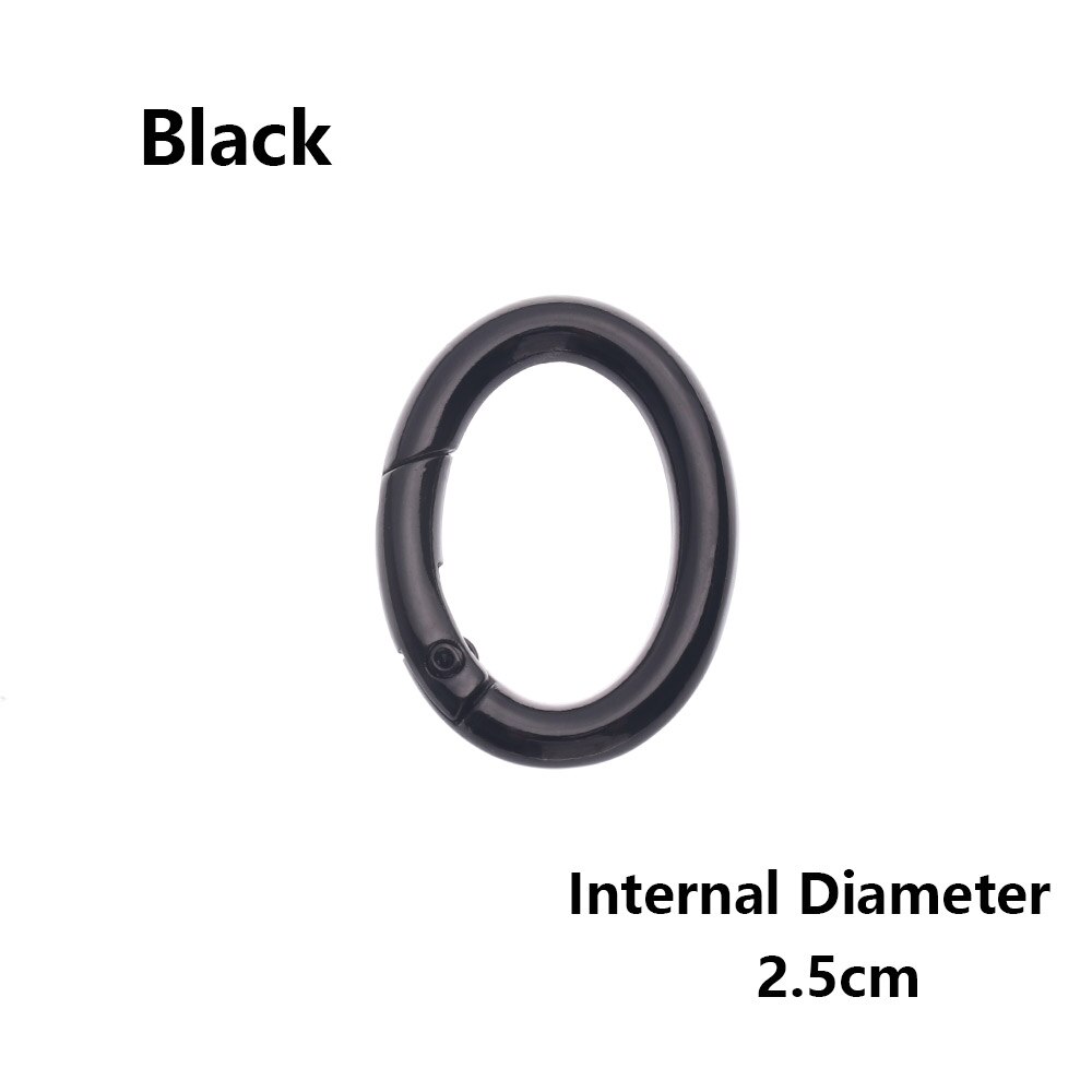 2PCS Zinc Alloy Plated Gate Spring Oval Ring Buckles Clips Carabiner Purses Handbags Oval Push Trigger Snap Hooks Carabiners: 2.5cm - black