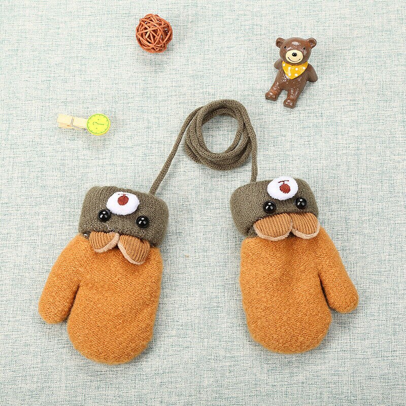 Baby Stuff Accessoires Winter Warm Peuters Baby Jongen Meisjes Kids Dikke Bont Cartoon Beer Handschoenen Wanten Voor 0- 3: Geel