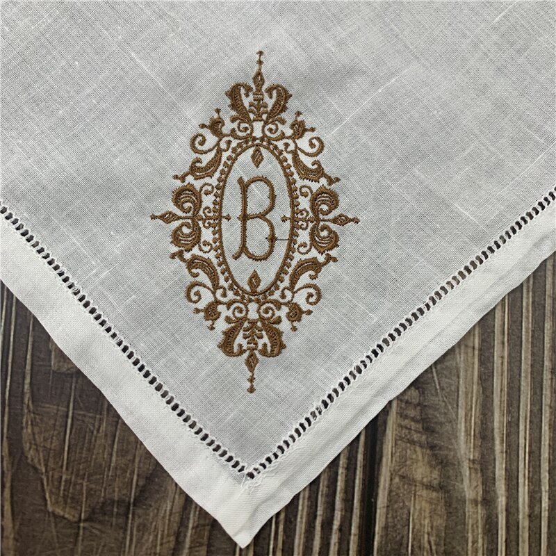 12 Pcs Monogram Zakdoeken Wit Pure Ramee Stof Zakdoeken Hemstitched Grens/Plain Klassieke 13X13-Inch