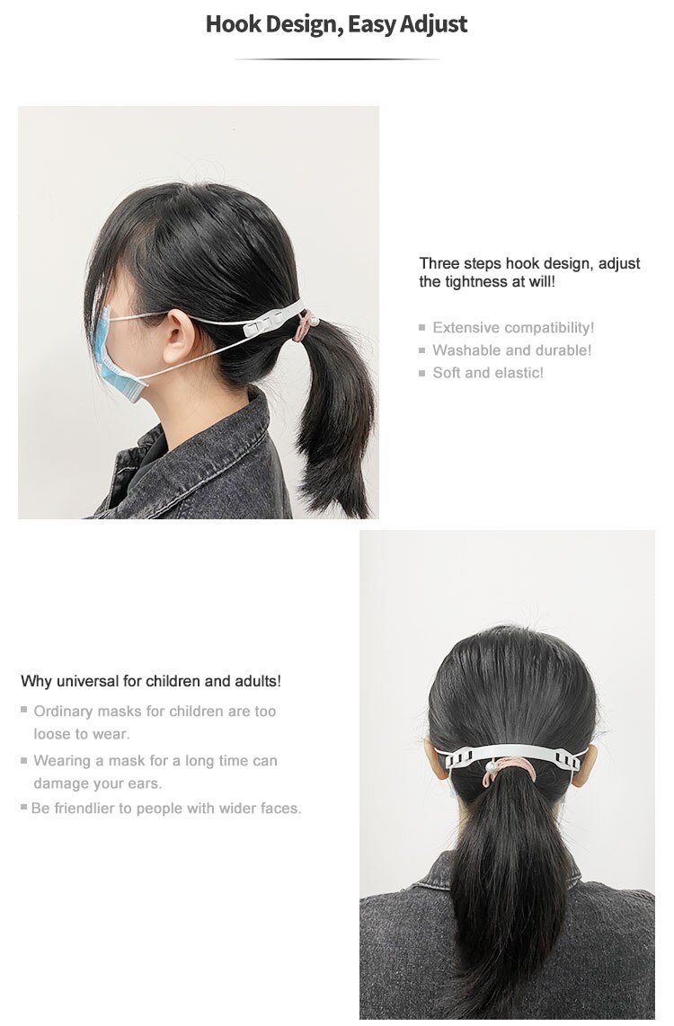 3pcs Soft Face Mask Ear Hooks Buckle Adjustable Earache Preventions Fixer Mask Ear Saver Adjustable Anti-slip Ear Protective
