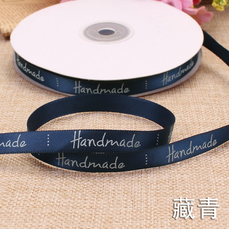 9Mm Handgemaakte Brief Gedrukt Satijnen Linten Bruiloft Verjaardag Party Kerst Bloem Geschenkdoos Wikkelen Diy Cake Bakken Linten: marine