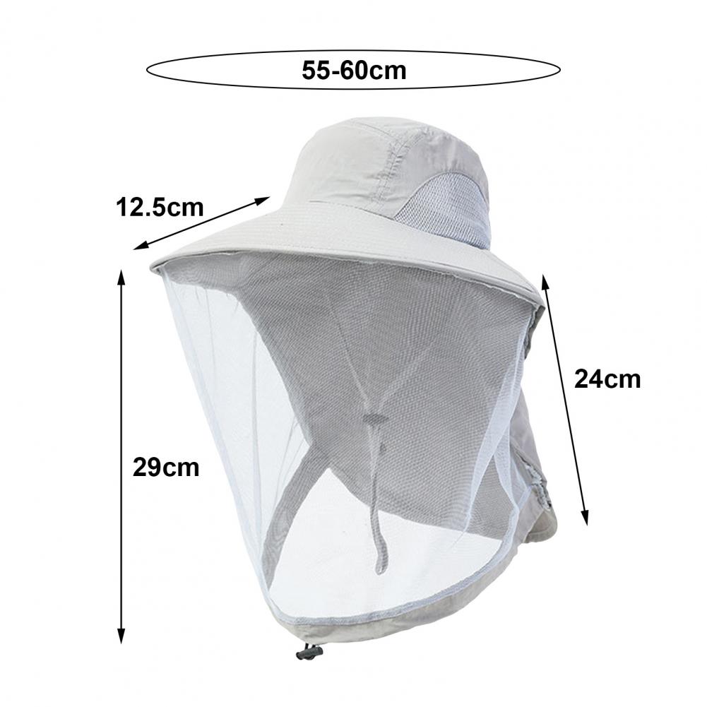 Muggenpreventie Cap Voor Vissen Insect Beschermkap Muggenhoofd Netto Volledig Mesh Trekkoord Winddichte Band Bijenteelt