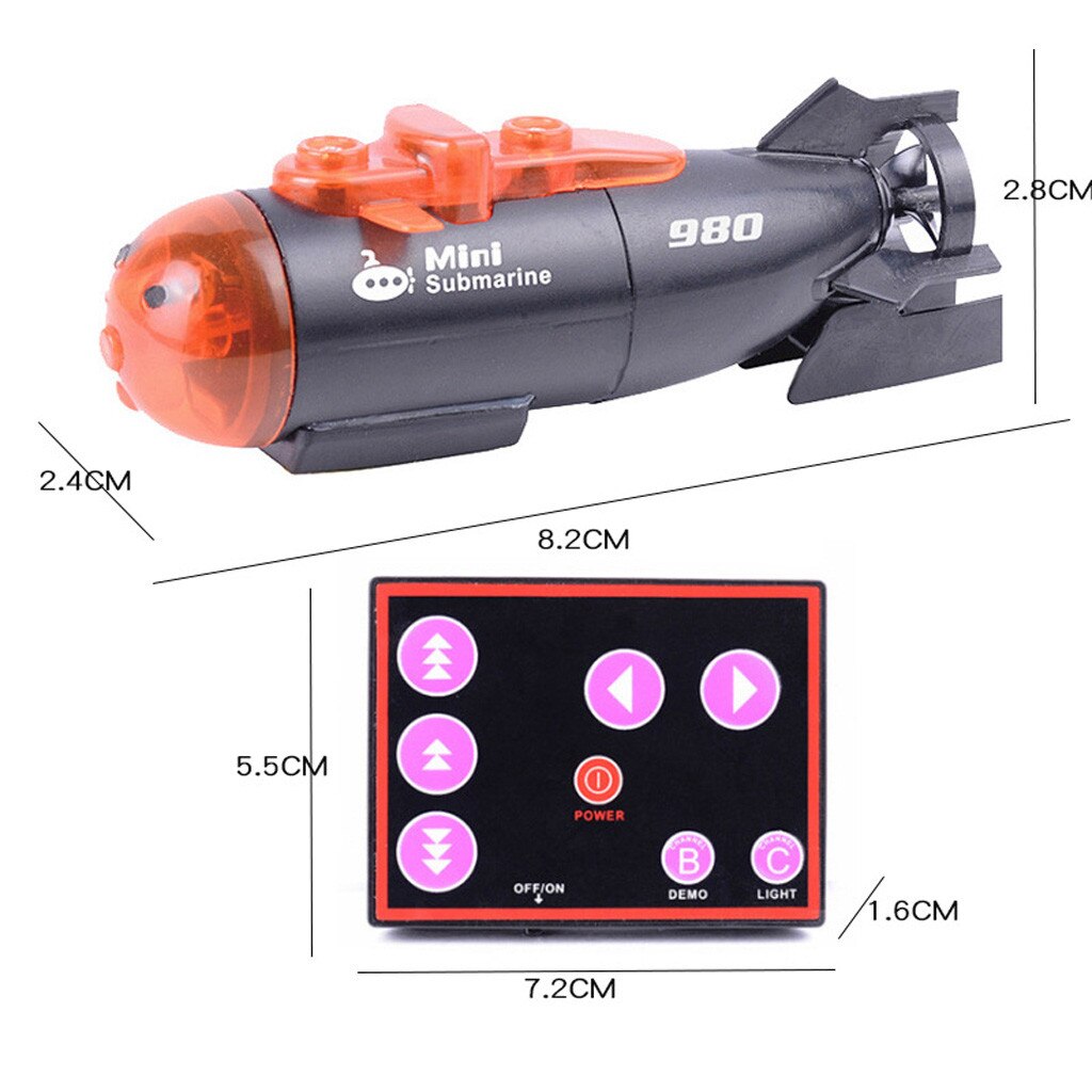 Mini Remote Submarines Remote Control LED Colorful Boat Water Toy Diving Toy