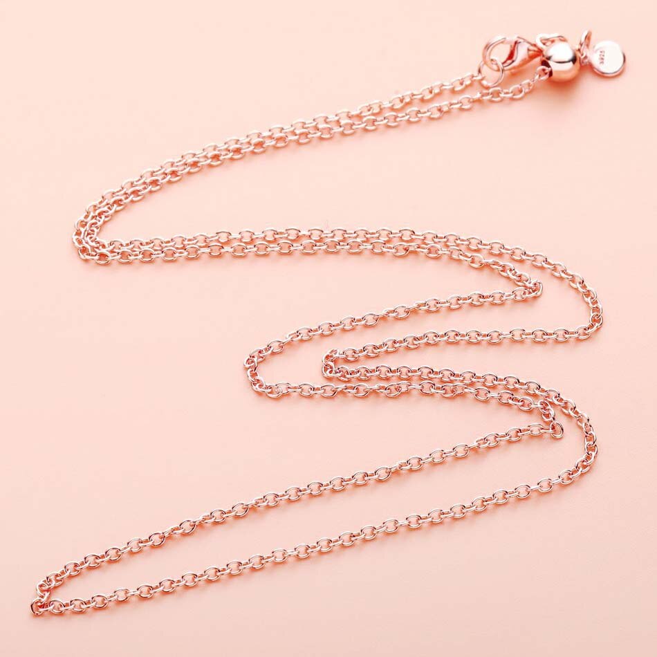 Nuovo 925 In Argento Sterling Collana In Oro Rosa e Argento Scorrevole Catenaccio Della Catena Della Collana Per Le Donne Regalo di Nozze Europa Dei Monili di Base