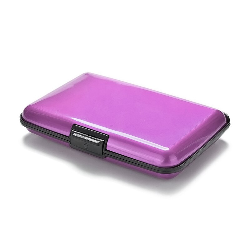 Funda rígida de aluminio de Metal con bloqueo de tarjeta de crédito, tarjetero con protección anti-rfid para escanear, tarjetero Feminina Masculina: purple