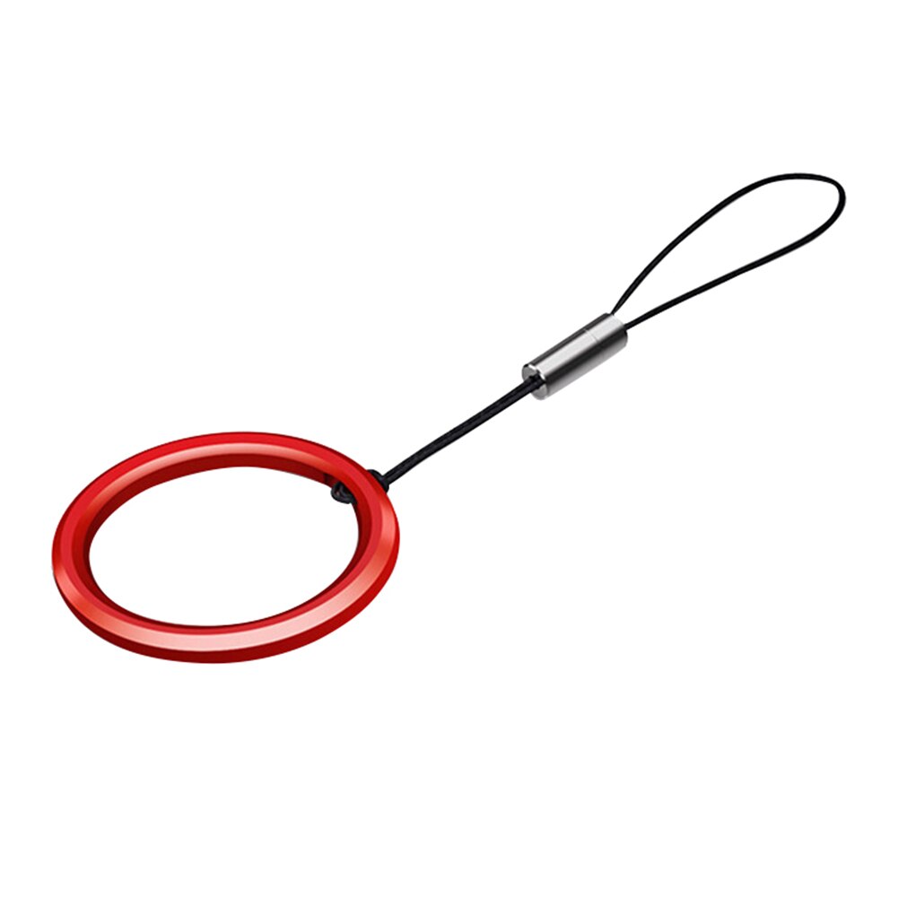 Universal aftagelig mobiltelefon taske finger ring lanyard rem hængende reb: Rød